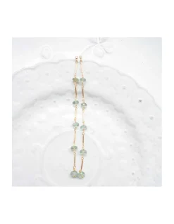 CANNES - BOUCLE D'OREILLE PUCE ZIRCON ET 5 AQUAMARINES ORAGE SUR CHAÎNE