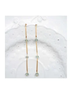CANNES - BOUCLE D'OREILLE PUCE ZIRCON ET 3 AQUAMARINES ORAGE SUR CHAÎNE