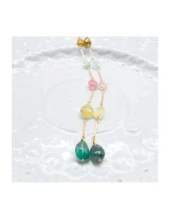 CANNES - BOUCLE D'OREILLE PUCE ZIRCON ET 5 TOURMALINES AFGHANES SUR CHAÎNE