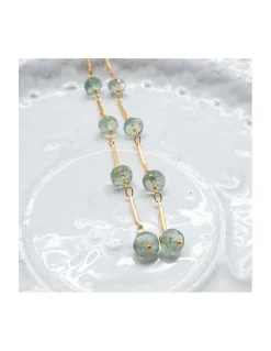 CANNES - BOUCLE D'OREILLE PUCE ZIRCON ET 5 AQUAMARINES ORAGE SUR CHAÎNE