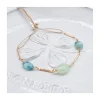 CANNES - BRACELET CHAÎNE PLAQUÉE OR, OPALE DU PÉROU ET ZIRCONS SUR CORDON