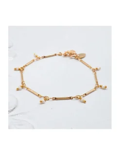 CANNES - BRACELET CHAÎNE TUBES FINS ET PERLES DE CULTURE