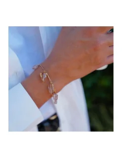CANNES - BRACELET CHAÎNE TUBES FINS ET GRANDES CITRINES CHAMPAGNE PICASSO
