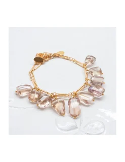 CANNES - BRACELET CHAÎNE TUBES FINS ET GRANDES CITRINES CHAMPAGNE PICASSO