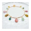 CANNES - BRACELET DE CHEVILLE CHAÎNE TUBES FINS ET TOURMALINES AFGHANES