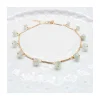 CANNES - BRACELET DE CHEVILLE CHAÎNE TUBES FINS ET AQUAMARINES ORAGE