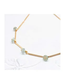 CANNES - COLLIER CHAÎNE GRANDES TIGES ET AQUAMARINES ORAGE