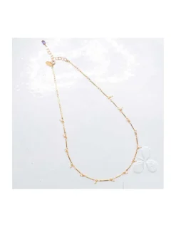 CANNES - COLLIER PERLES PETITES SOUCOUPES ET CHAÎNE TUBES