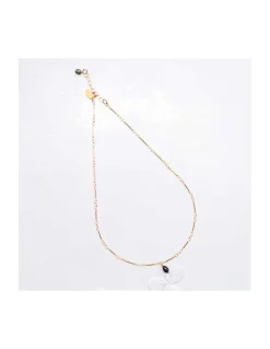CANNES - COLLIER TOURMALINE GOUTTE SUR CHAÎNE TUBES FINS
