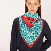 CARRE COTON - DRAGON - TURQUOISE