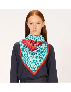 CARRE COTON - DRAGON - TURQUOISE