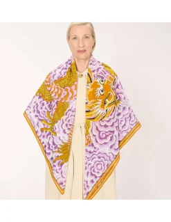 CARRE COTON - DRAGON - YELLOW