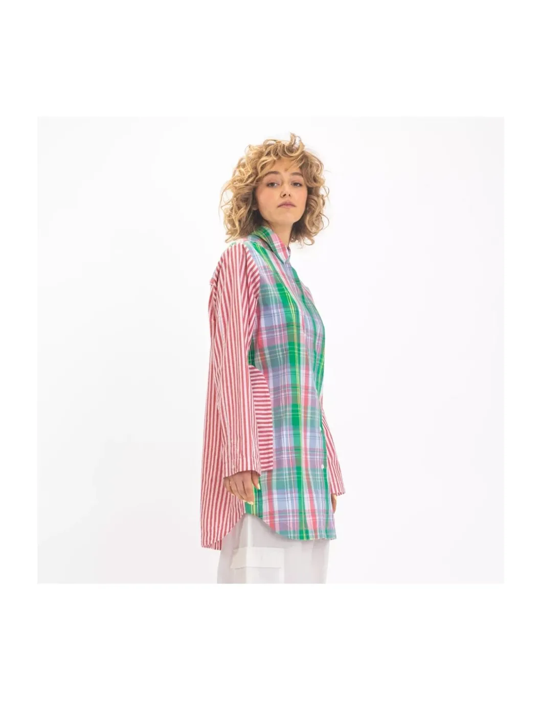 CHEMISE SATYA TARTAN ET RAYURES ROUGES ET BLANCHES