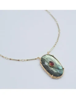 COLLIER - CHEEMA LABRADORITE ET GRENAT