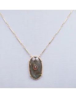 COLLIER - CHEEMA LABRADORITE ET GRENAT