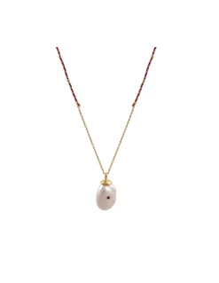 COLLIER - MOOREA 2 - GRENAT ET PERLE IRRÉGULIÈRE