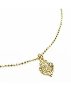 COLLIER CHAINE BOULE 40CM ET MEDAILLE SOLEIL