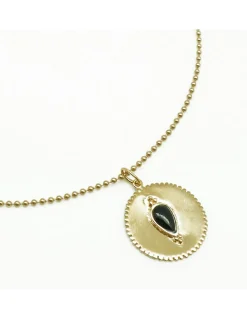 COLLIER CHAINE BOULES 50CM ET MEDAILLE BINDI