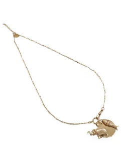 COLLIER CHAINE 50CM ET 3 MEDAILLES PLAQUEES OR
