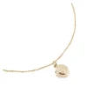 COLLIER CHAINE 45CM ET MEDAILLE RONDE COEUR EN RELIEF