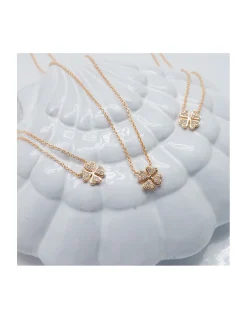 COLLIER CHAINE FORCAT 45CM ET PENDENTIF TRÈFLE AVEC ZIRCONS