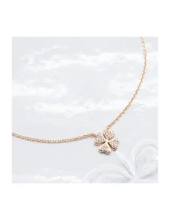 COLLIER CHAINE FORCAT 45CM ET PENDENTIF TRÈFLE AVEC ZIRCONS