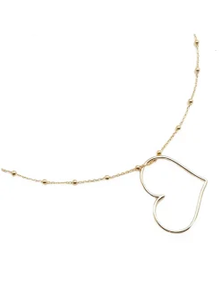 COLLIER CHAINE MIXTE 50 CM ET MÉDAILLE GRAND COEUR