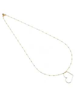 COLLIER CHAINE MIXTE 50 CM ET MÉDAILLE GRAND COEUR