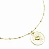 COLLIER CHAINE MIXTE 45CM ET MEDAILLE COEUR SOLEIL