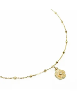 COLLIER CHAINE MIXTE 40CM ET MEDAILLE MINI DAISY