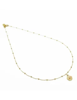 COLLIER CHAINE MIXTE 40CM ET MEDAILLE MINI DAISY