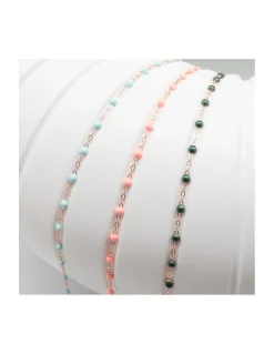 COLLIER RAS DE COU OR ROSE 50CM- GIGI - JADE, SCARABÉE OU SAUMON