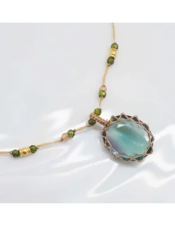 COLLIER TIBETAIN COURT FLUORITE RAINBOW N°903