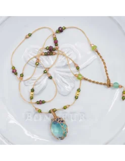 COLLIER TIBETAIN COURT FLUORITE RAINBOW N°902