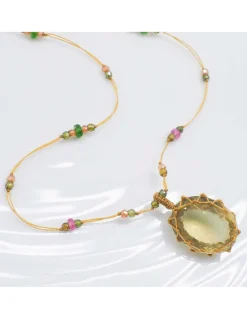 COLLIER TIBETAIN COURT LEMON TOPAZE N°907