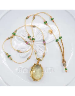 COLLIER TIBETAIN COURT LEMON TOPAZE N°907