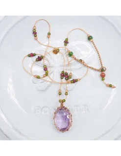 COLLIER TIBETAIN COURT LIGHT AMETHYSTE PURPLE N°867