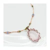 COLLIER TIBETAIN COURT QUARTZ ROSE N°882