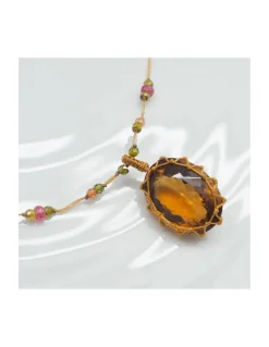 COLLIER TIBETAIN LONG HONEY QUARTZ N°906