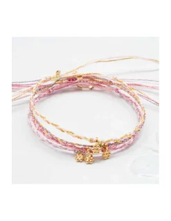 DAISY - BRACELET CORDONS LUREX ET FLEUR (CORDON AU CHOIX)