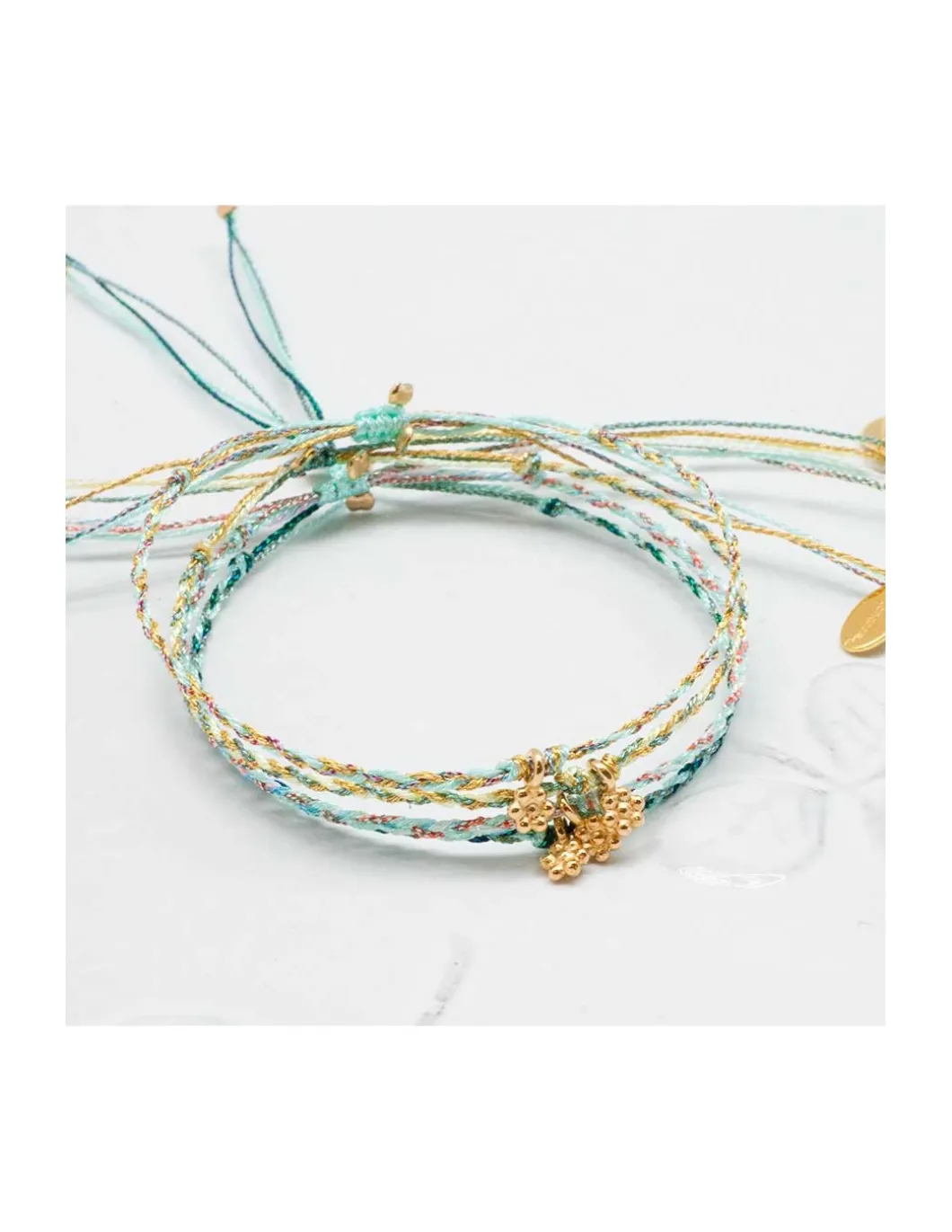 DAISY - BRACELET CORDONS LUREX ET FLEUR (CORDON AU CHOIX)