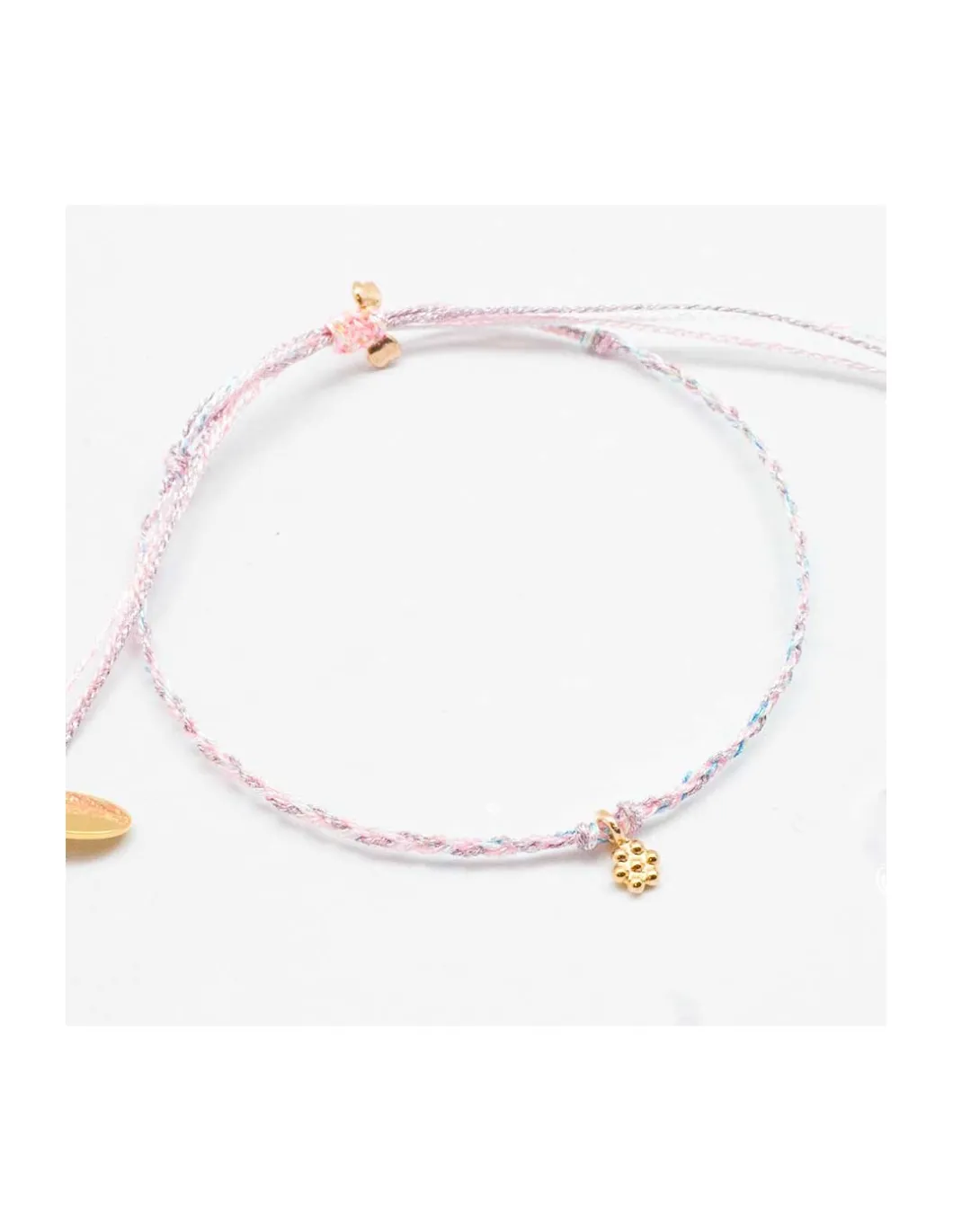 DAISY - BRACELET CORDONS LUREX ET FLEUR (CORDON AU CHOIX)
