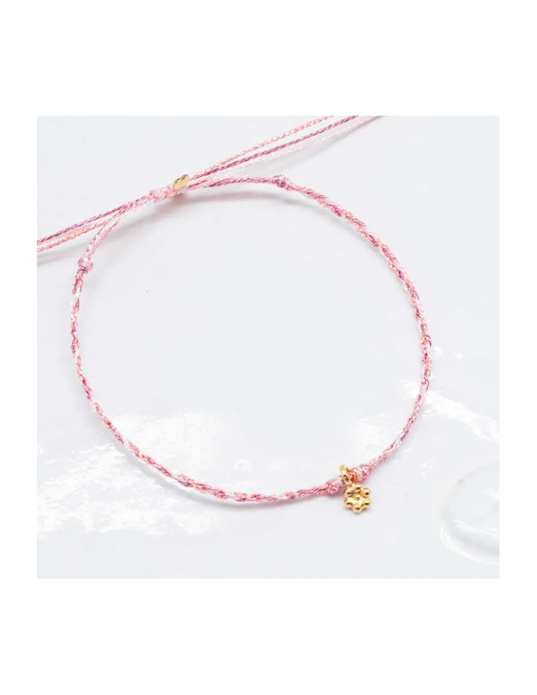 DAISY - BRACELET CORDONS LUREX ET FLEUR (CORDON AU CHOIX)