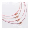 DAISY - COLLIER CORDONS LUREX ET 3 FLEURS (CORDONS ROSES AU CHOIX)