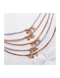 DAISY - COLLIER CORDONS LUREX ET 3 FLEURS (CORDONS MULTICO AU CHOIX)