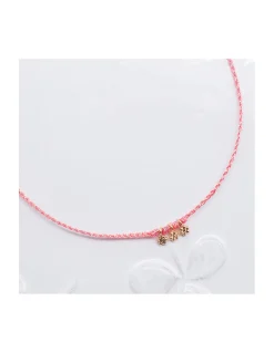 DAISY - COLLIER CORDONS LUREX ET 3 FLEURS (CORDONS ROSES AU CHOIX)