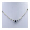EVERGREEN - COLLIER LONDON BLUE TOPAZ AU CENTRE, SAPHIRS, TOURMALINES ET PREHNITES