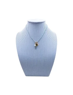 GIGI - COLLIER COURT TURQUOISES WHITISH ET CHARMS TONS BLEUS