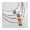 GIGI - COLLIER LABRADORITES & MÉDAILLE CAMILLE SUR CORDON (COULEUR AU CHOIX)