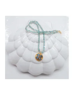 GIGI - COLLIER LABRADORITES & MÉDAILLE CAMILLE SUR CORDON (COULEUR AU CHOIX)